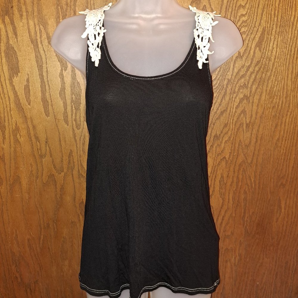 Twenty-one Black Tank Top with Lace,size Small